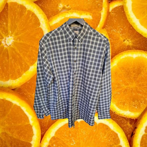 L.L. Bean Blue Yellow‎ and White Button Down Shirt Size M